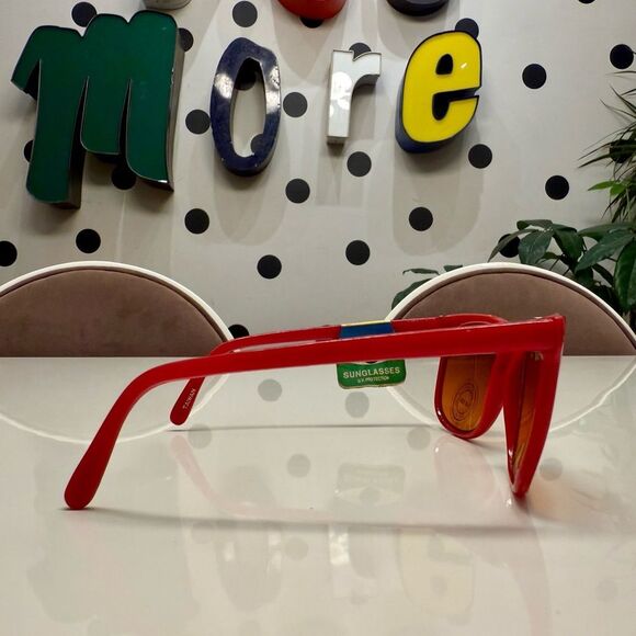 True Vintage 1970s Deadstock Large Cherry Red Amber Lens Sunglasses main image 7